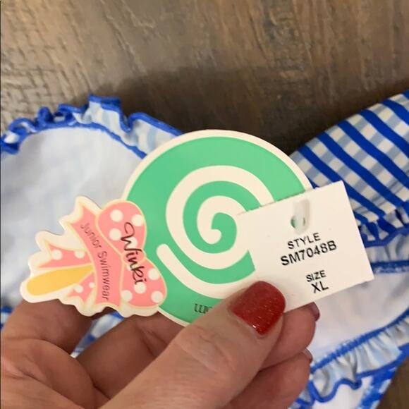 Winki Blue/White Gingham Ruffle Bikini Bottom - Picture 4 of 5